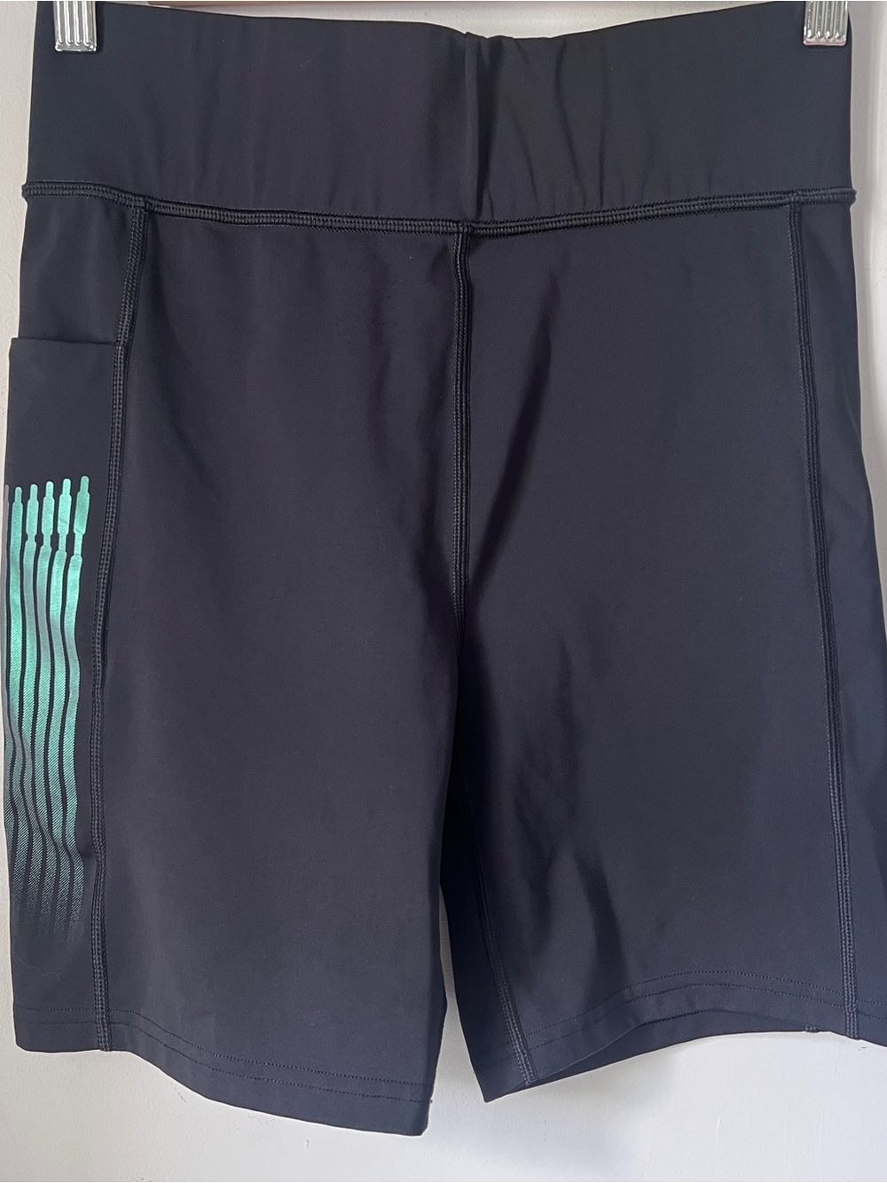 Savage X Fenty Black Athletic Shorts with Teal Stripe
